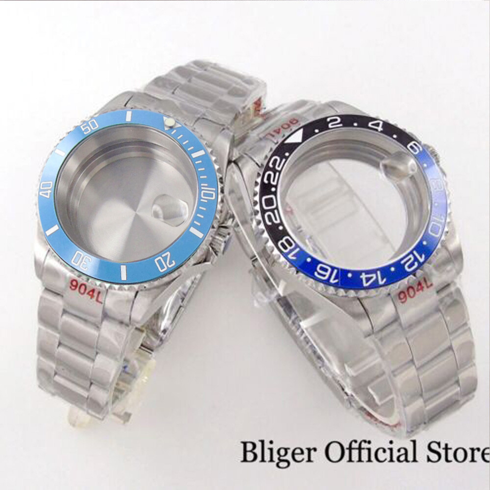 Sky Blue 40mm Watch Case 20ATM Fit NH35 NH34 GMT PT5000 Steel Strap 120 Click