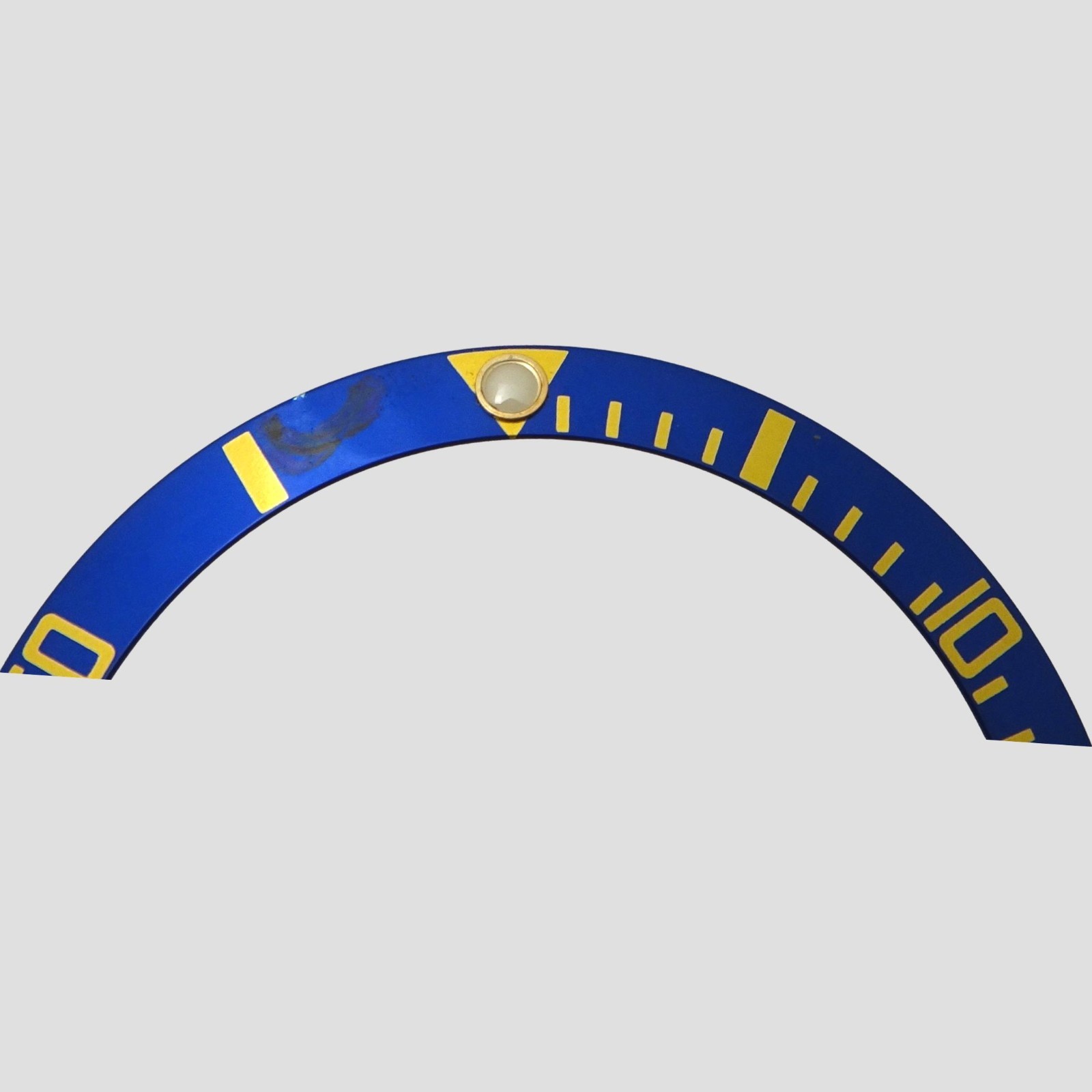 18k yellow Gold Blue Rolex Submariner Watch Bezel Insert Part 16618 16803 16808