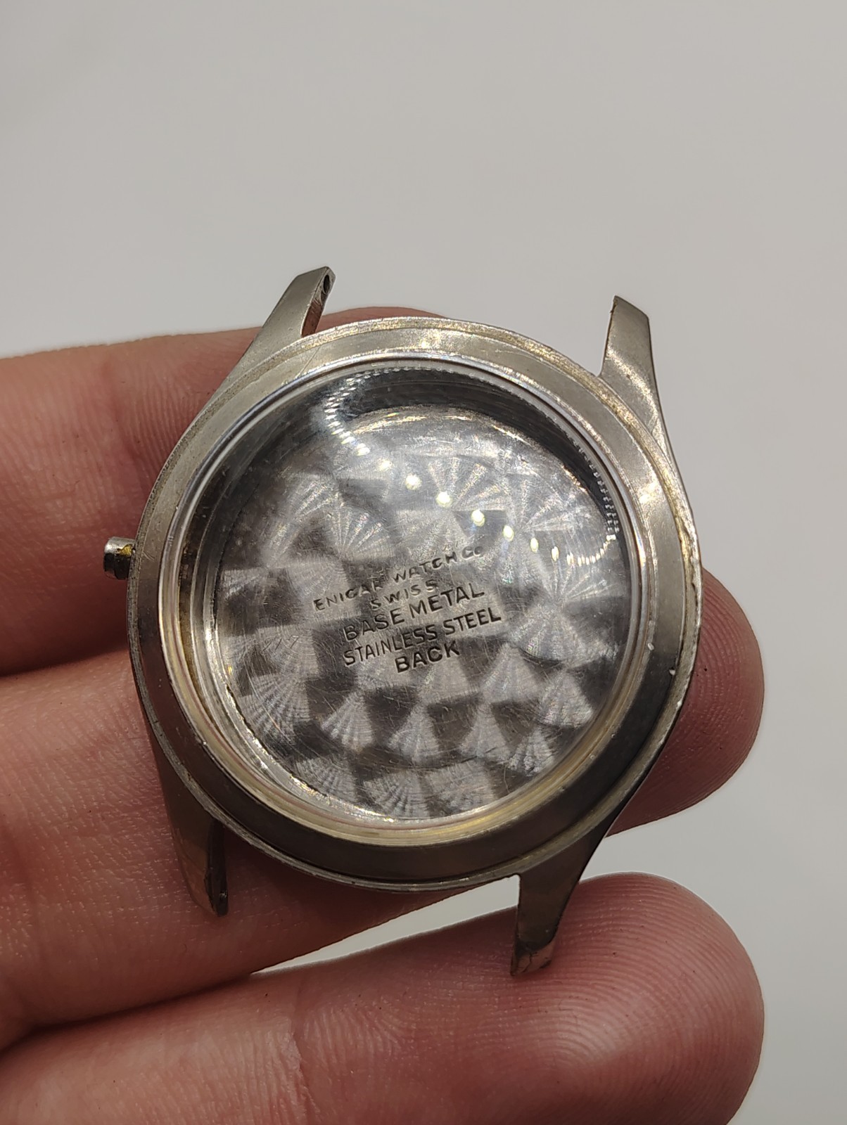 Vintage Swiss Made Enicar Watch Case And Crystal. 33.5mm