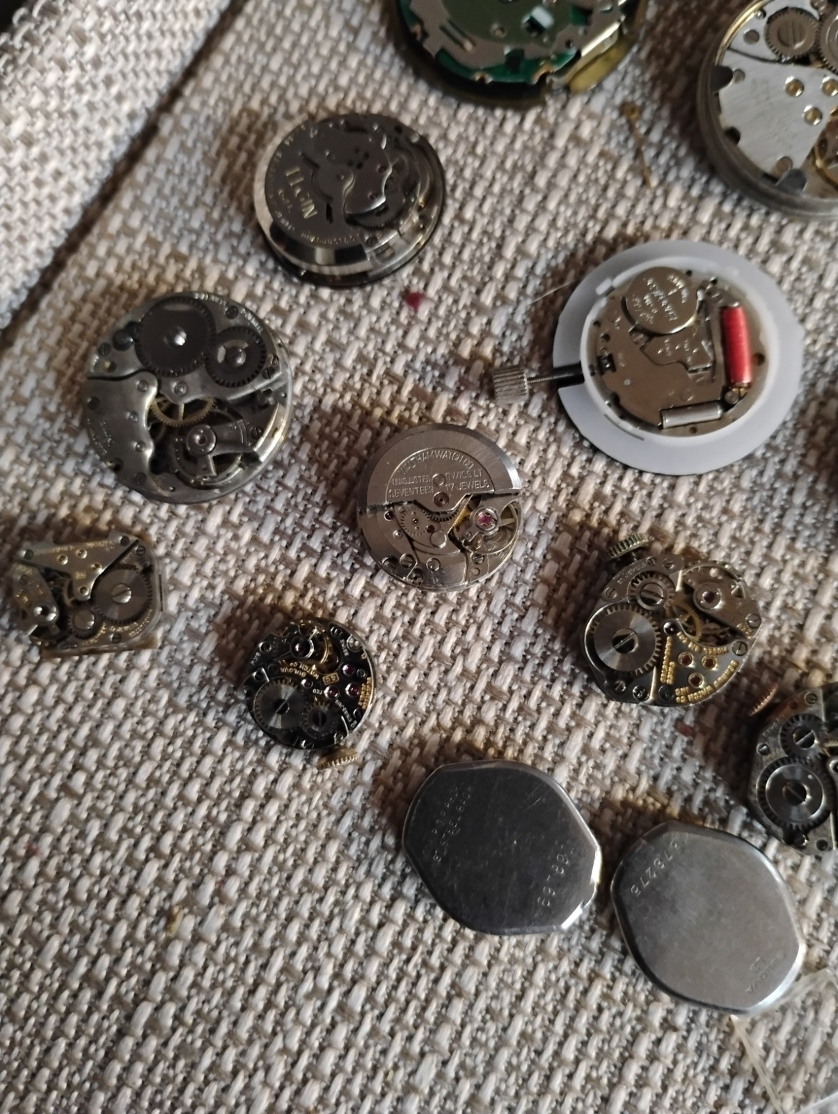 Vintage Watch Movement & Dial Lot Elgin Waltham Wittnauer