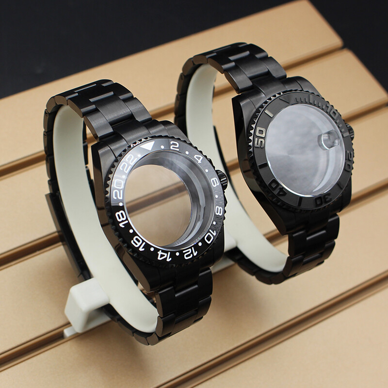 40mm Black Watch Case+Strap Stainless Steel For Seiko nh35 Movement 28.5mm Dial