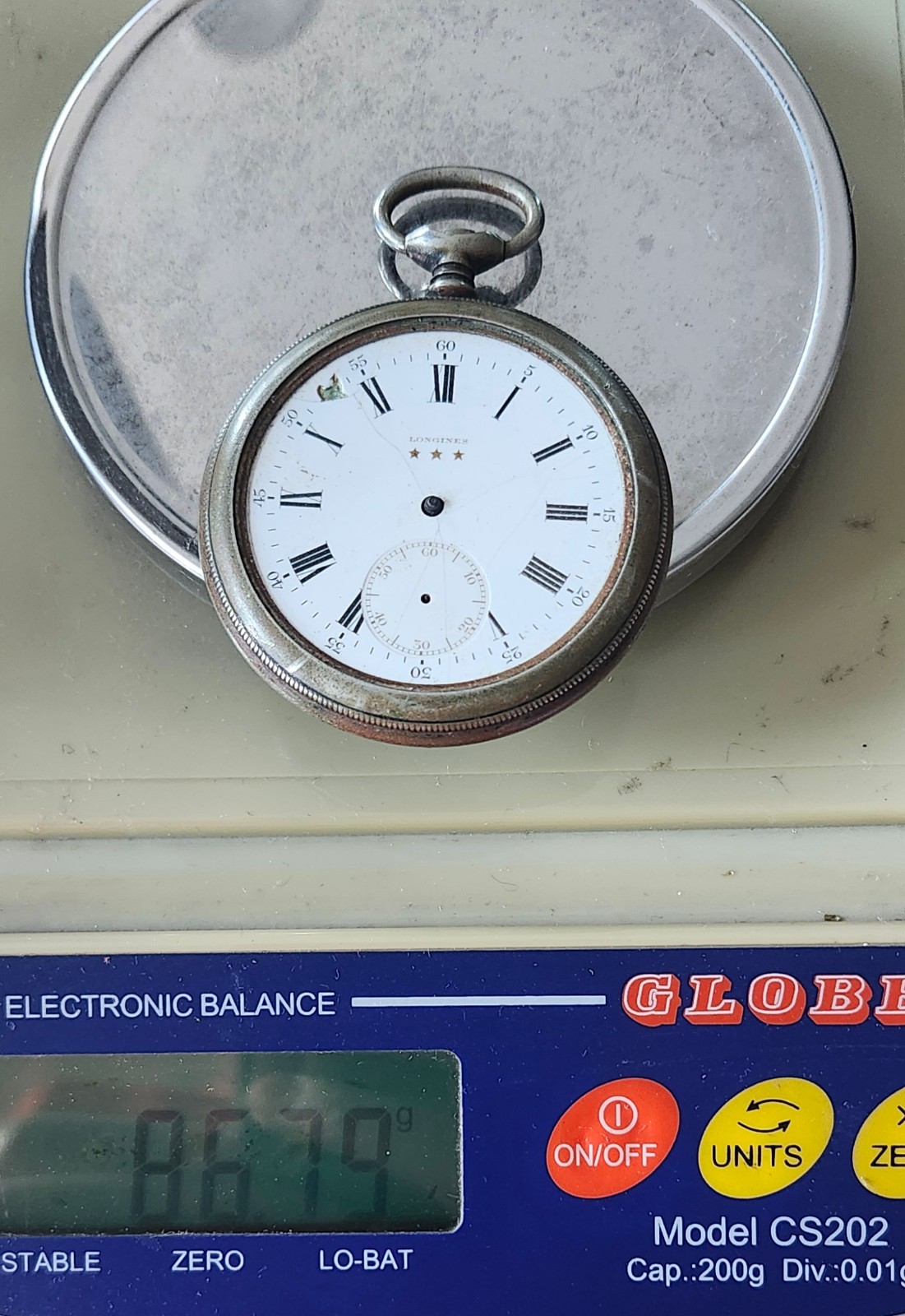 Longines Pocket Watch 19.75N Movement 3-Star Dial – For Parts/Repair