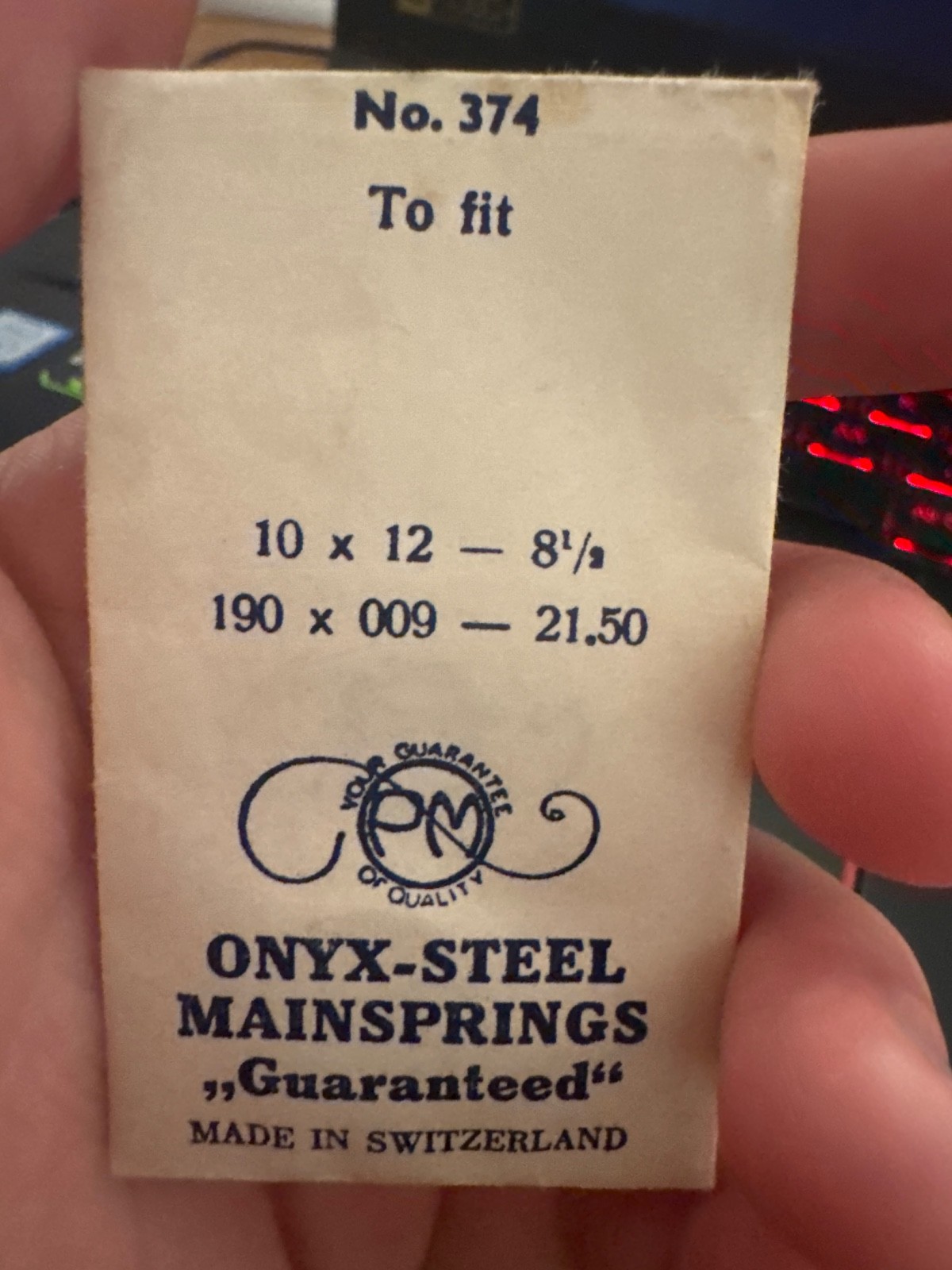 watch mainspring 1 x 12 – 8 1/2 # 113