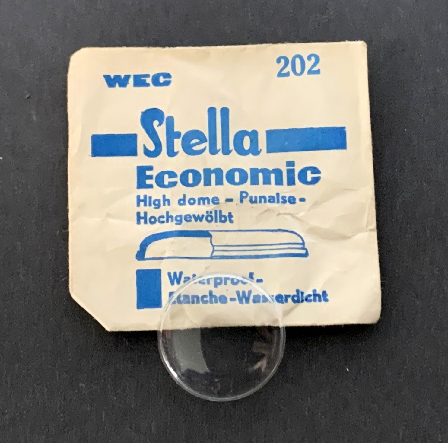Vintage NOS WEC Stella Economic Watch “Glass” Crystal 20.1mm 3.2mm High Dome 202