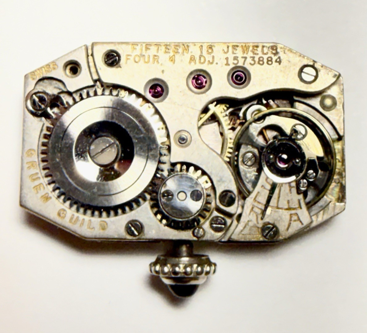 GRUEN 15J 4ADJ. CAL. 835 BASE CALIBRE ROLEX 200 RUNS & KEEPS TIME
