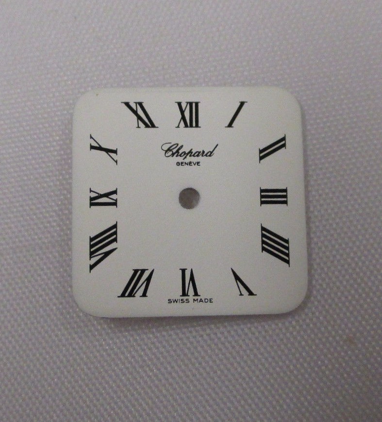 White Authentic Chopard Geneve Swiss Square Watch Dial w/ Roman Numerals 16.5mm