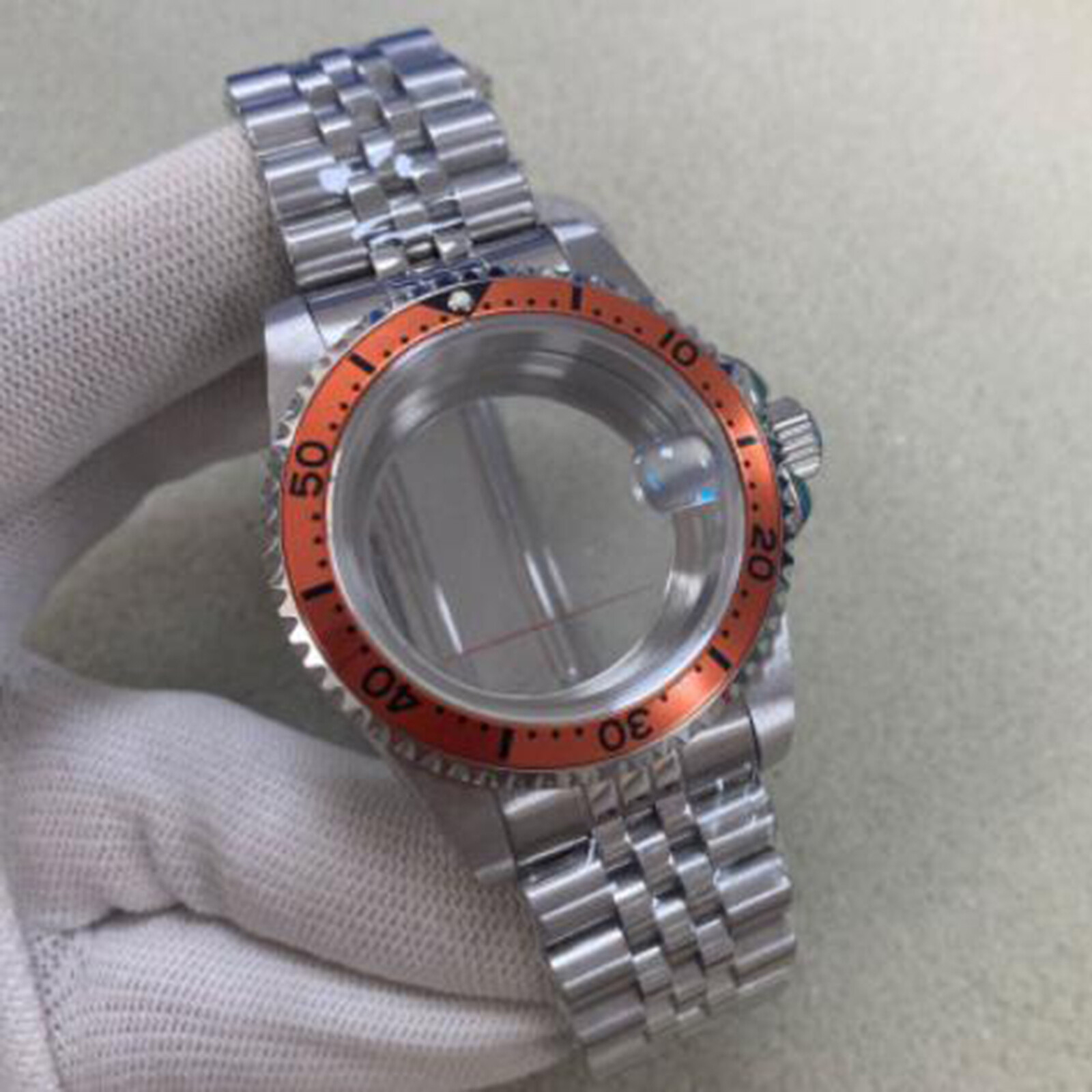 39.5mm Retro Steel Watch Case Strap Magnifying Glass Case for NH35 NH36 Movement