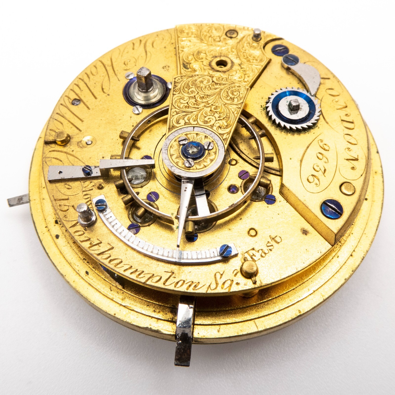 Jas. Hoddelle & Co. English Antique Fusee Pocket Watch Movement, Nice Dial