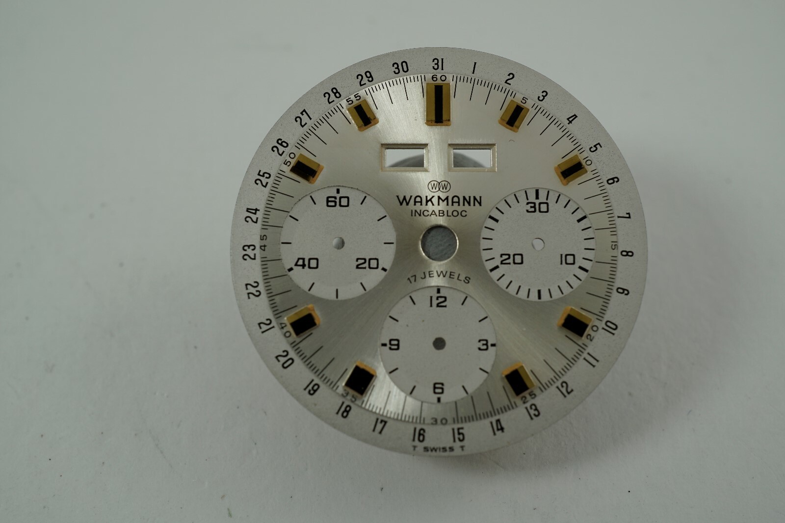 WAKMANN VINTAGE CALENDAR CHRONOGRAPH DIAL ONLY NEW OLD STOCK DATES 1970’S