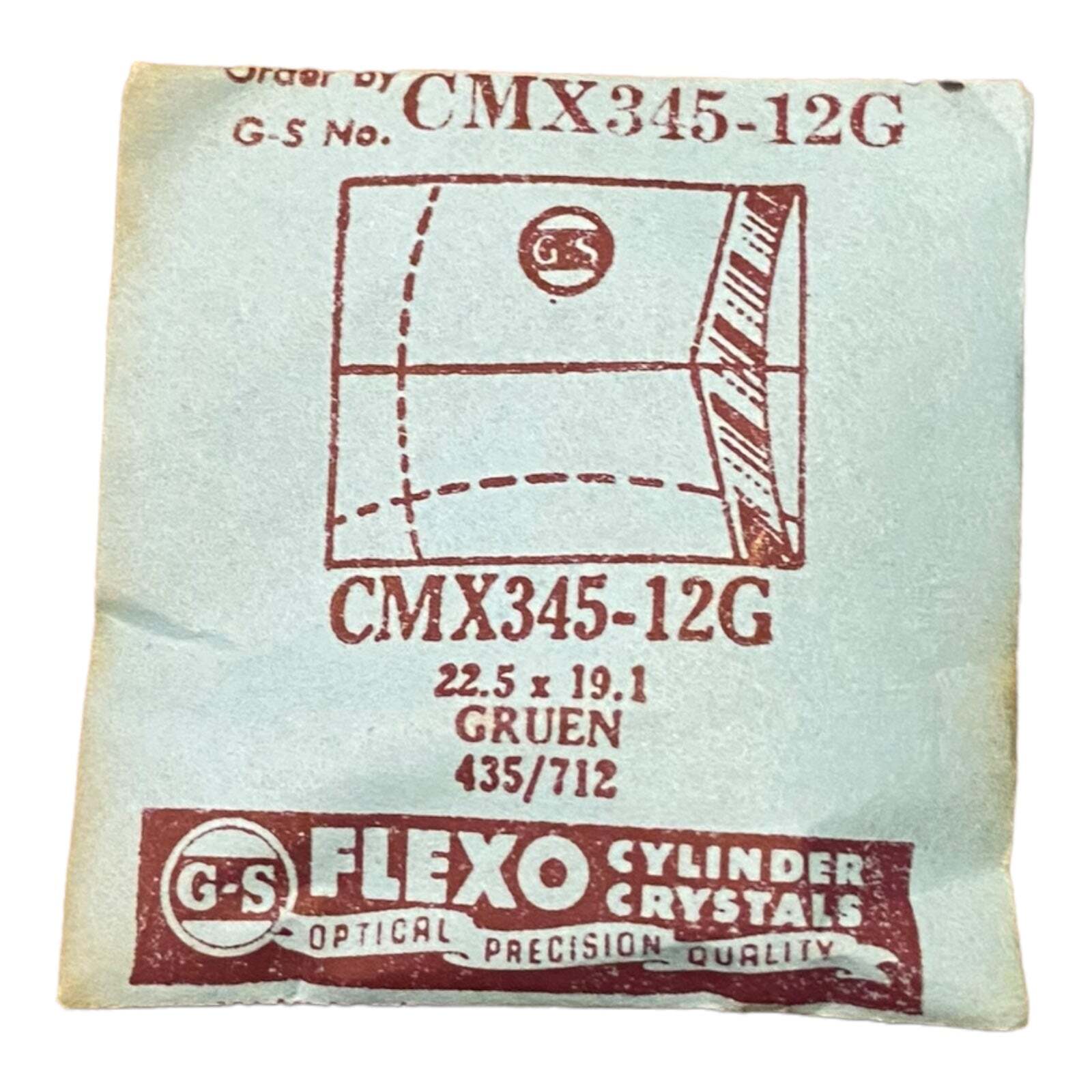 Germanow-Simon Mach (GS) CMX345-12G Watch Crystal 22.5×19.1 NOS Part Flexo Gruen