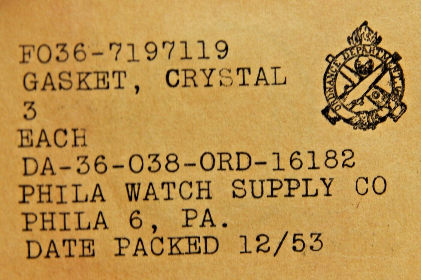 Quantity 3 Elgin watch Crystal Gasket New Old Stock Military WWII Korean War Era