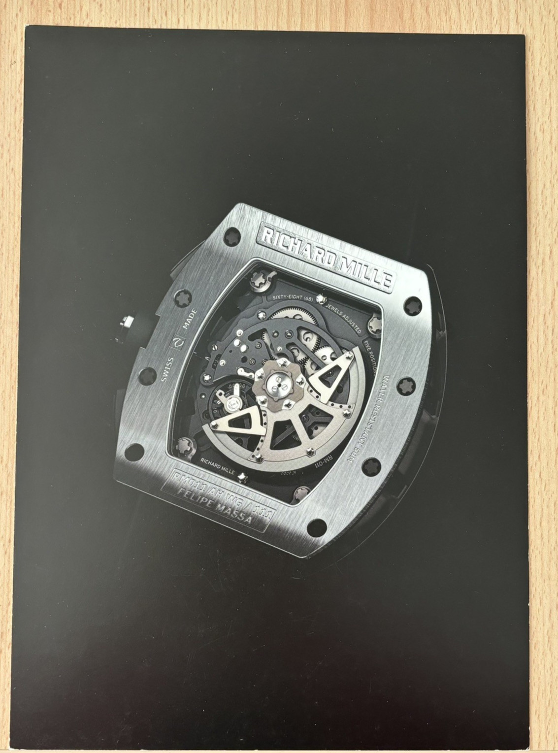 RICHARD MILLE CALIBER RM 011-S FELIPE MASSA FLYBACK CHRONOGRAPH TECH SPEC SET