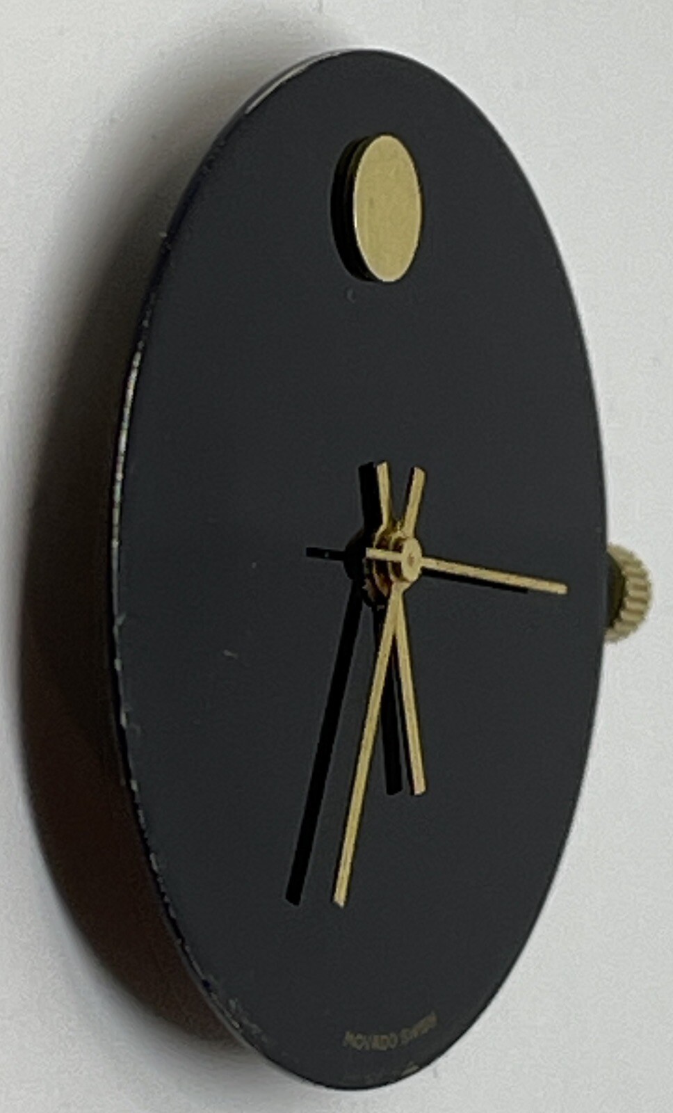 MOVADO QUARTZ WATCH MOVEMENT 7 Jewels Swiss Black Dial Does Not Run