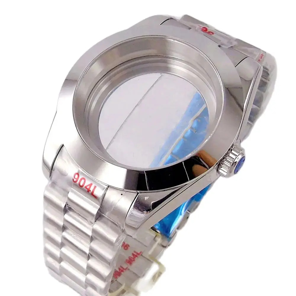 39MM Sapphire Glass Watch Case Fit NH35 NH36 8215 ETA 2836 2824 President Strap