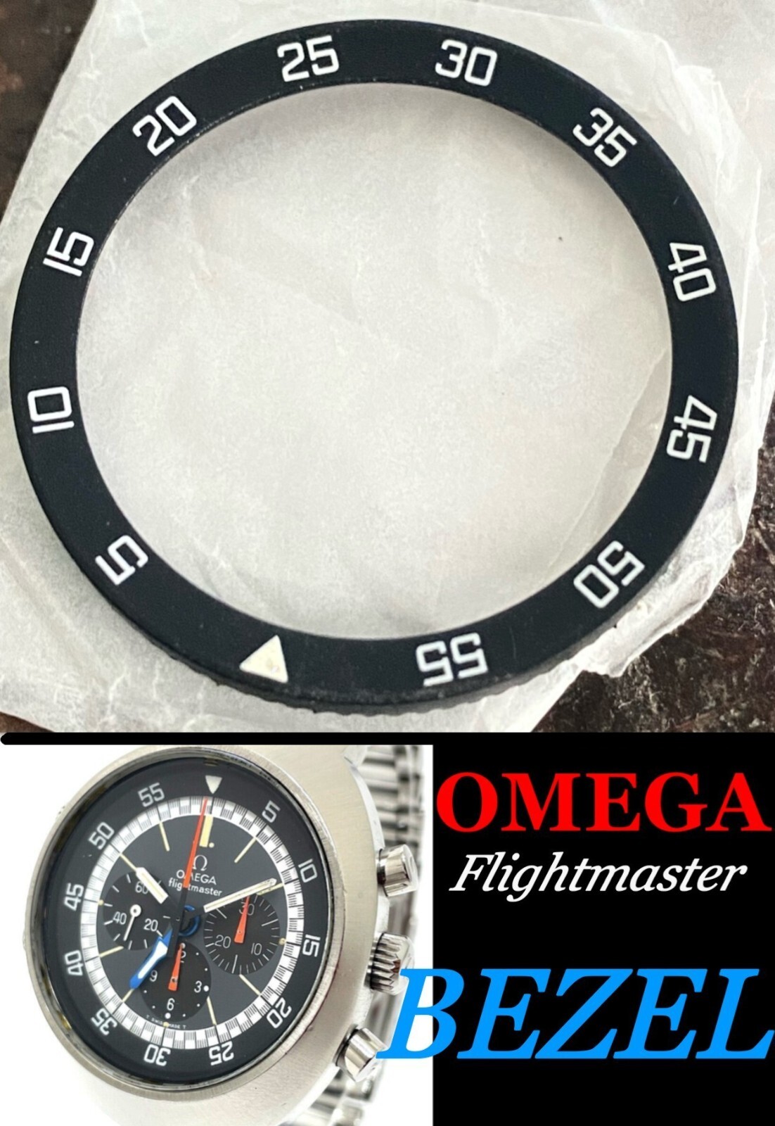 OMEGA FLIGHTMASTER CHRONOSTOP BEZEL INCERT Cal. 911 145.036/145.008/145.026
