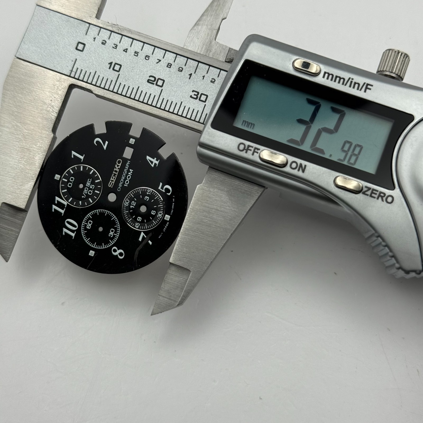 Seiko 7T92-0AR8 Watch Dial Chronograph 100M Black Spare Parts Repair 32.9mm