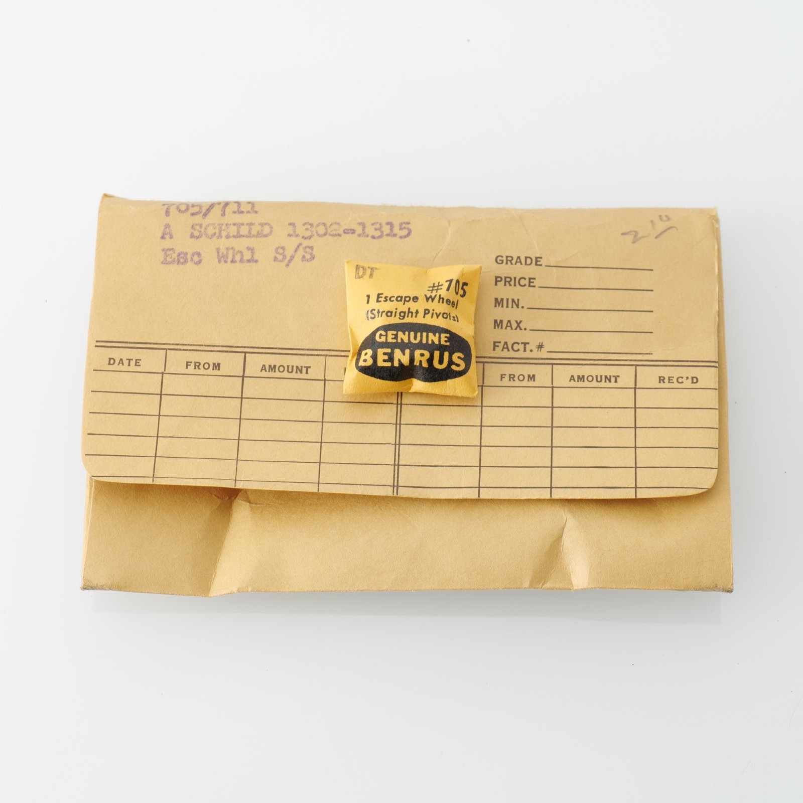 Benrus DT – AS 1302-1315 Escape Wheel Watch Part New Old Stock Bestfit 705/711