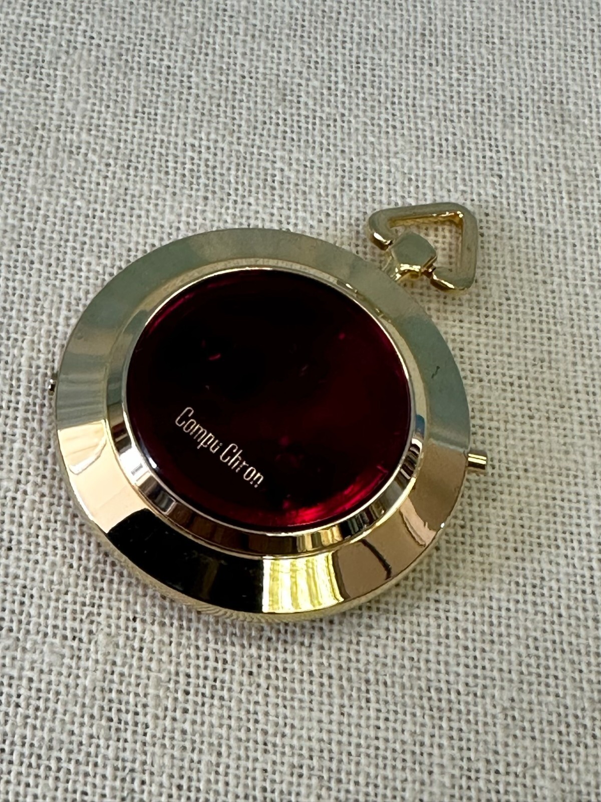 GOLD-TONE Vintage COMPU CHRON Red Led POCKET WATCH CASE New Old Stock RARE Mint