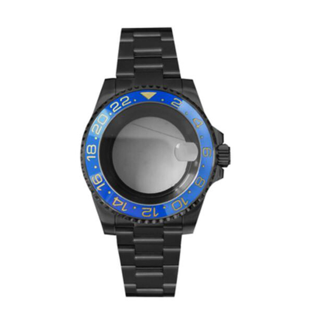 PVD Black SUB Watch Case+Strap 40mm Sapphire Glass 5ATM Waterproof for NH35/NH36