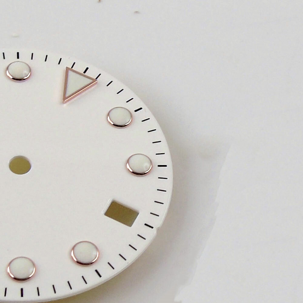 28.5mm White Sterile WATCH DIAL Parts fit for NH35 NH35A Movement Golden Marks