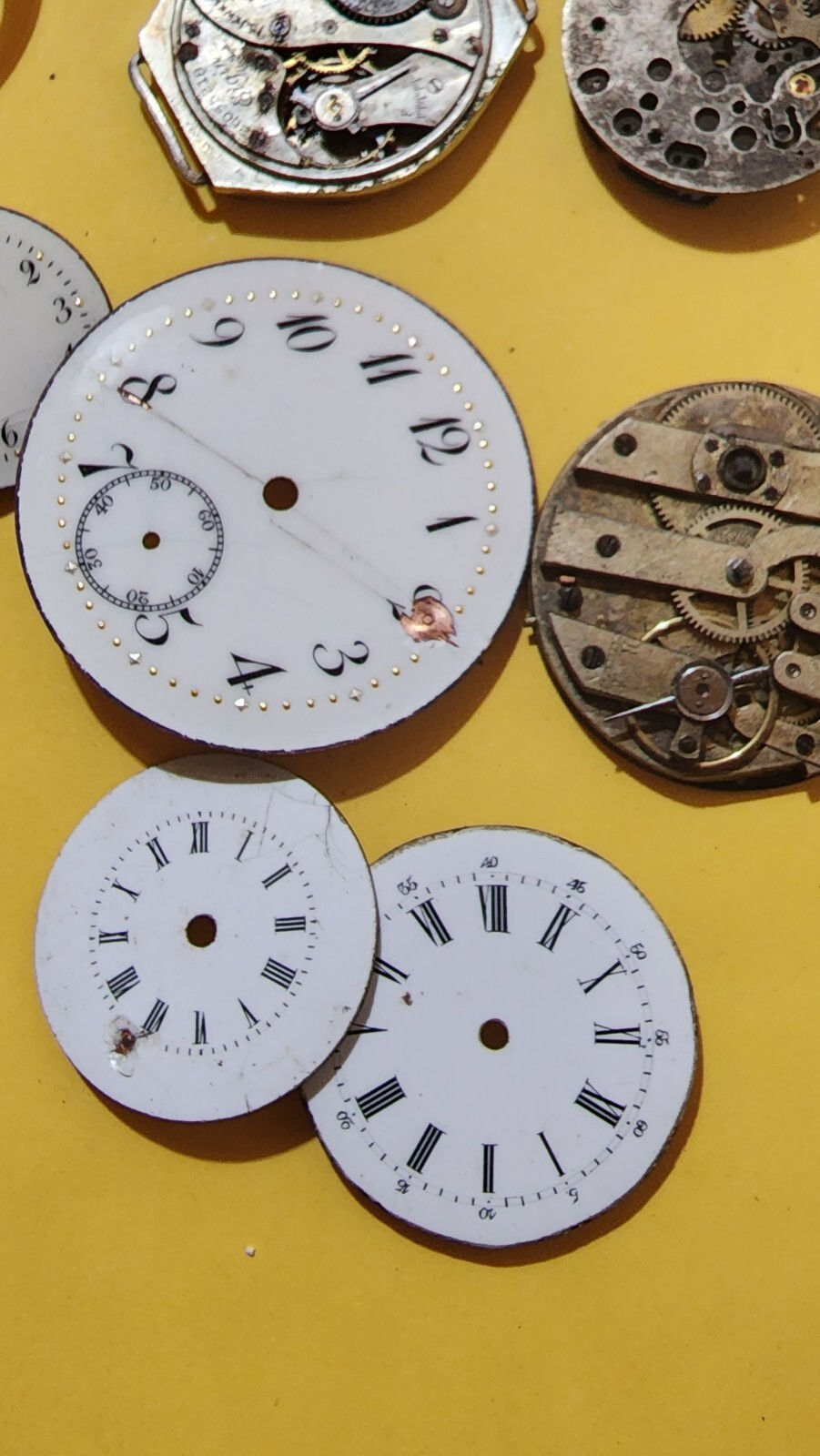 vintage watch movement lot for scrap,repurpose or parts,Waltham, Elgin etc A4