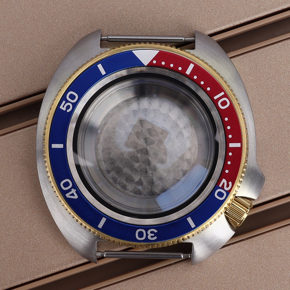 Rotating Diver Bezel Sapphire 44mm Watch Cases Turtle Style For Seiko NH35 NH36