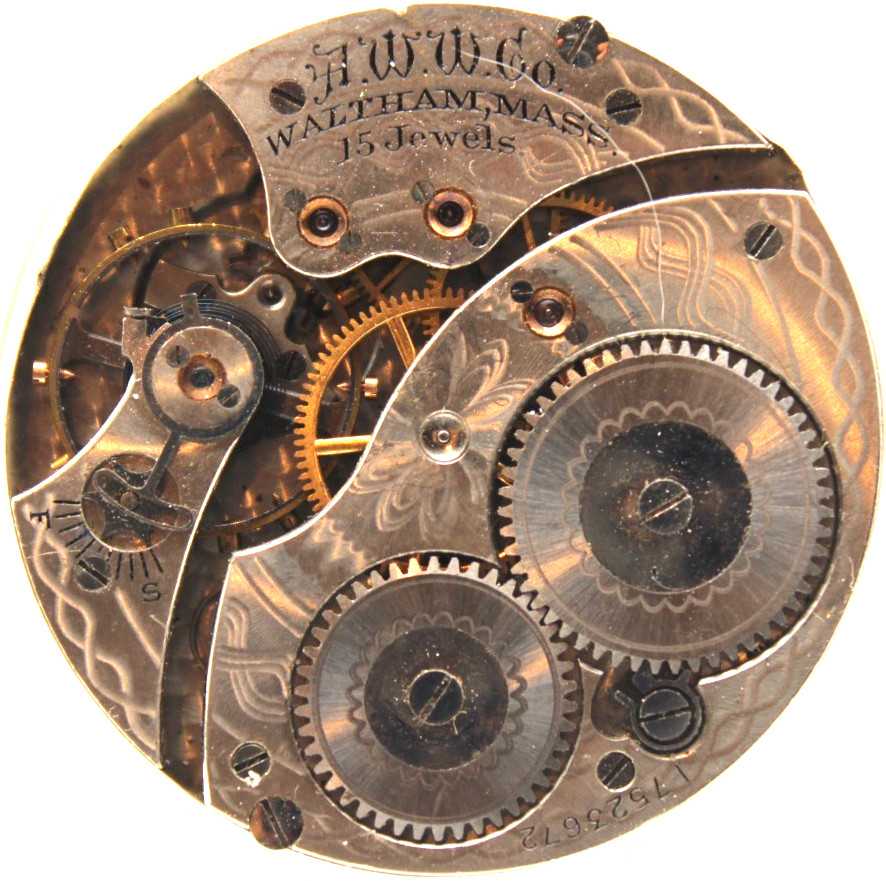 1908 WALTHAM POCKET WATCH MOVEMENT 17523672 GRADE: 220 12s 15j (OC)