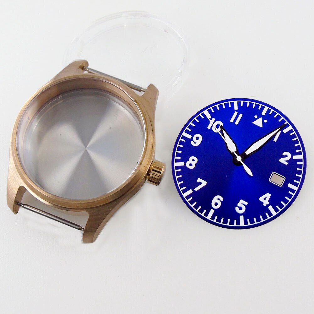 39mm Diver Watch Case CUSN8 Bronze Sapphire Crystal Fit NH35 NH36 ETA2824 PT5000