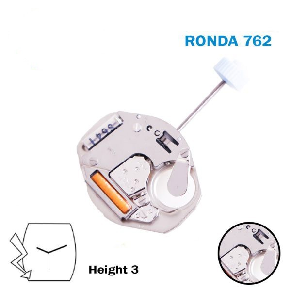 Ronda 762 Harly, Swiss Made Watch Movement- 3Hands-Silver Color- Height:4.39mm.