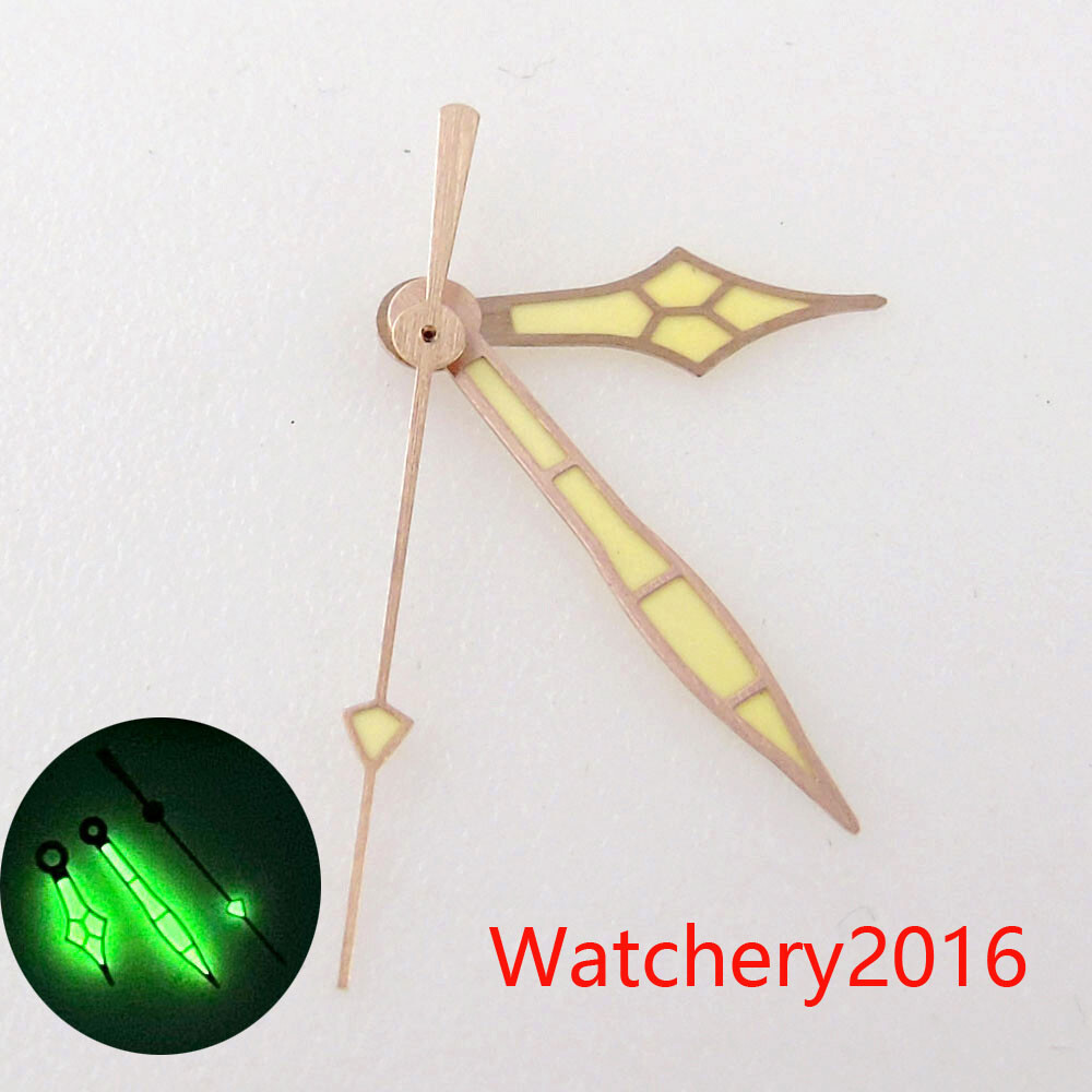 40.4mm Watch Dial Hand Green Luminous Fit NH35 ETA 2824 movement Rose Gold Edge