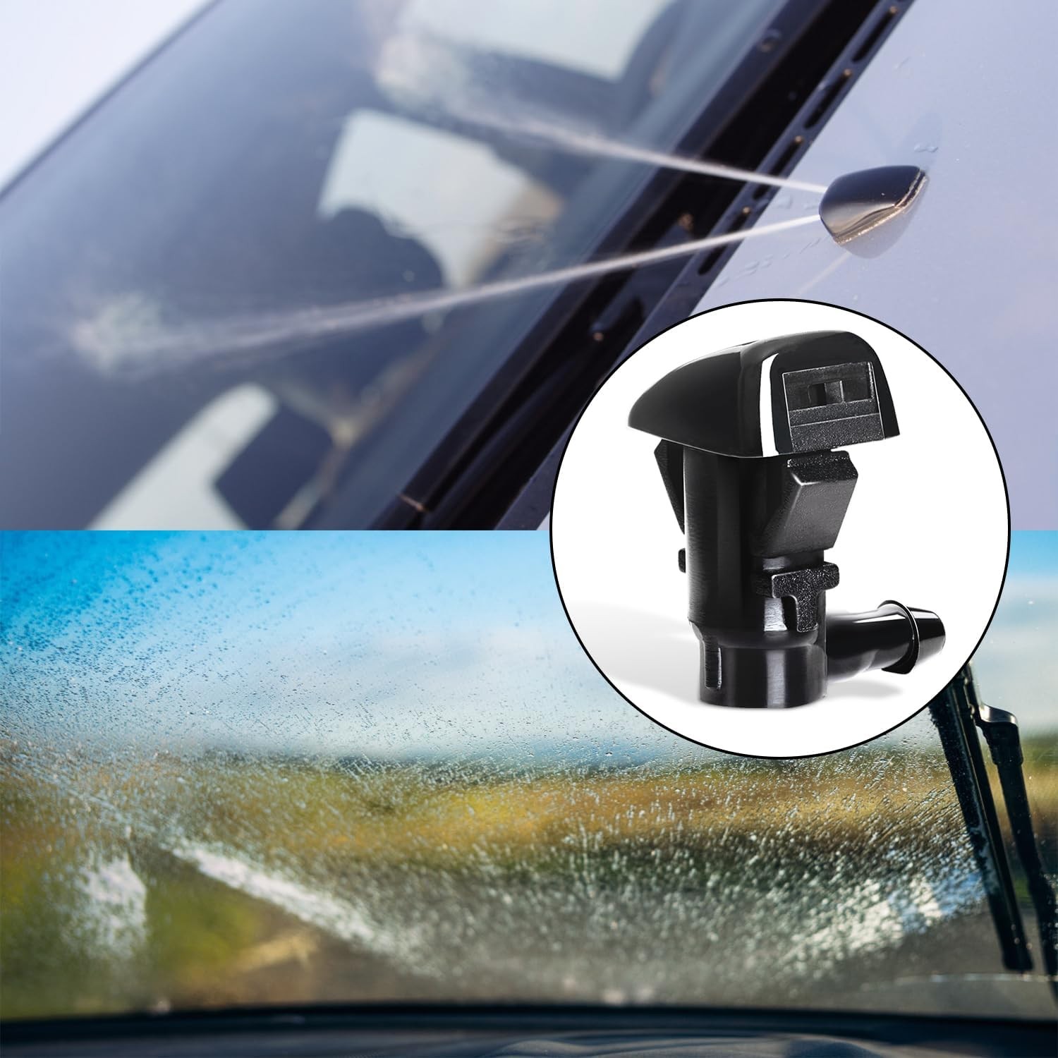 2PCS Front Windshield Washer Nozzle Wiper Spray Kit fit for 2008-2012 F