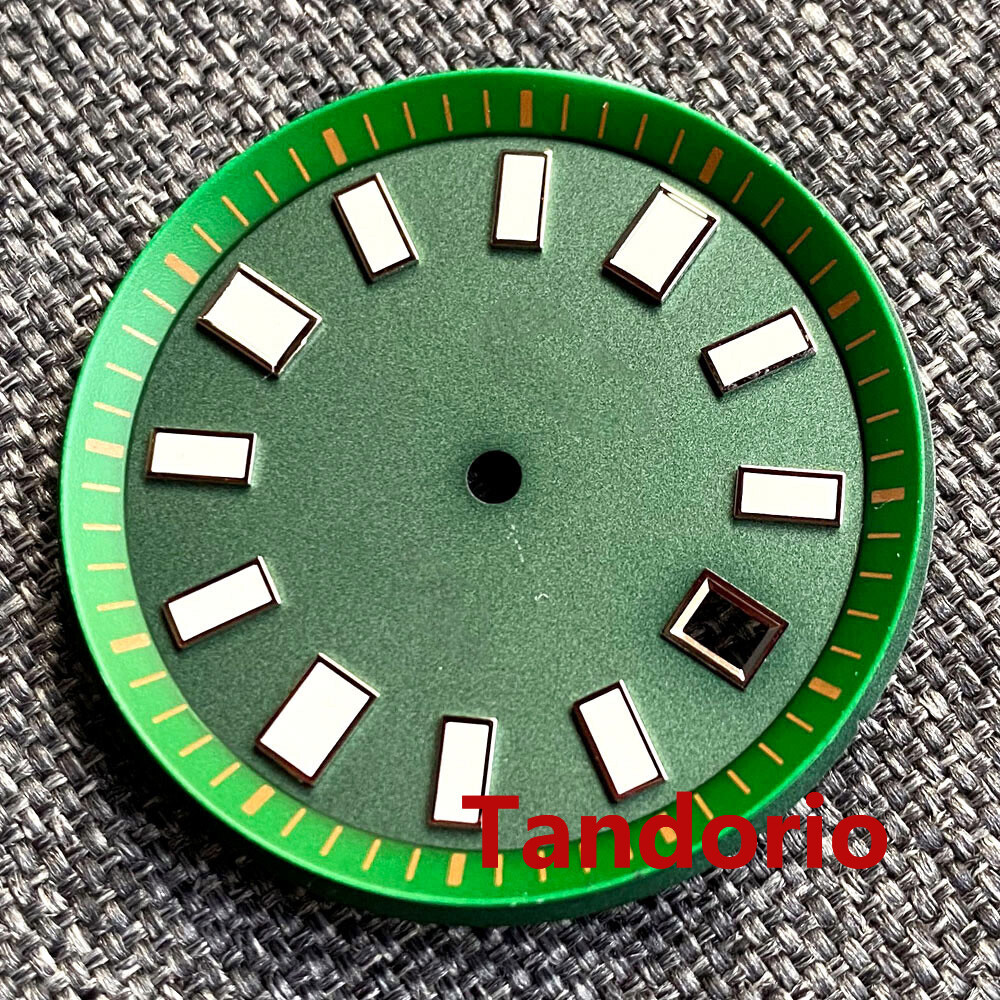 33.4mm black blue green watch dial luminous dial fit NH35 movement