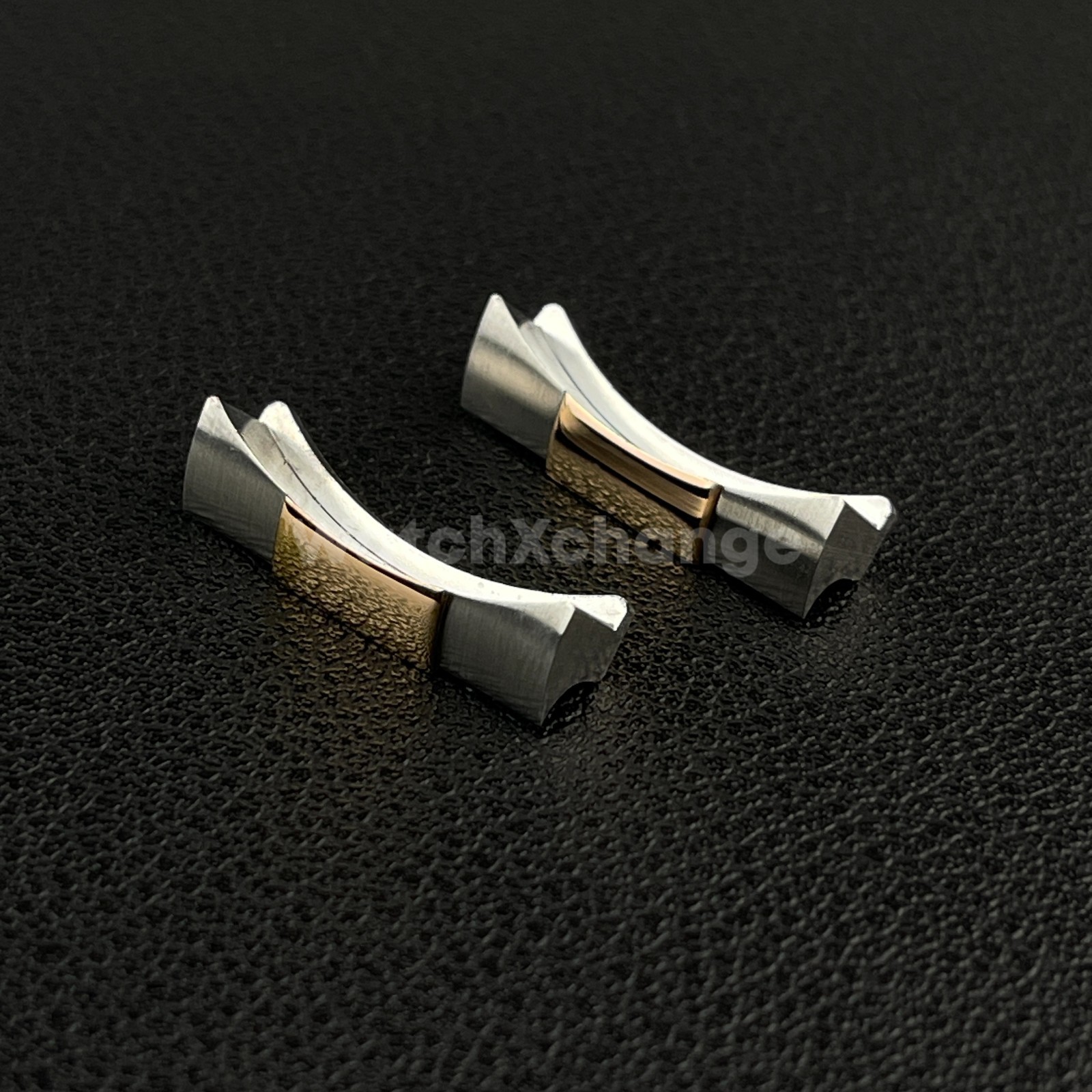 DEFECTIVE Silver & Rose Gold 20mm Curved End Links Watch Band Strap Two Tone