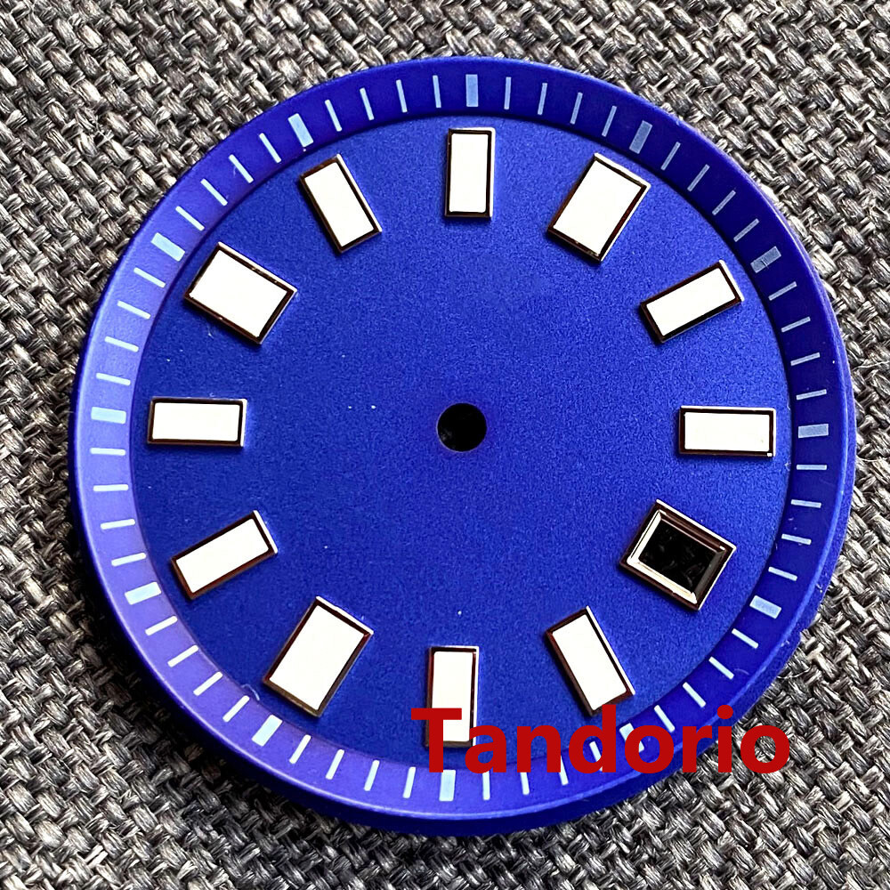 33.4mm black blue green watch dial luminous dial fit NH35 movement