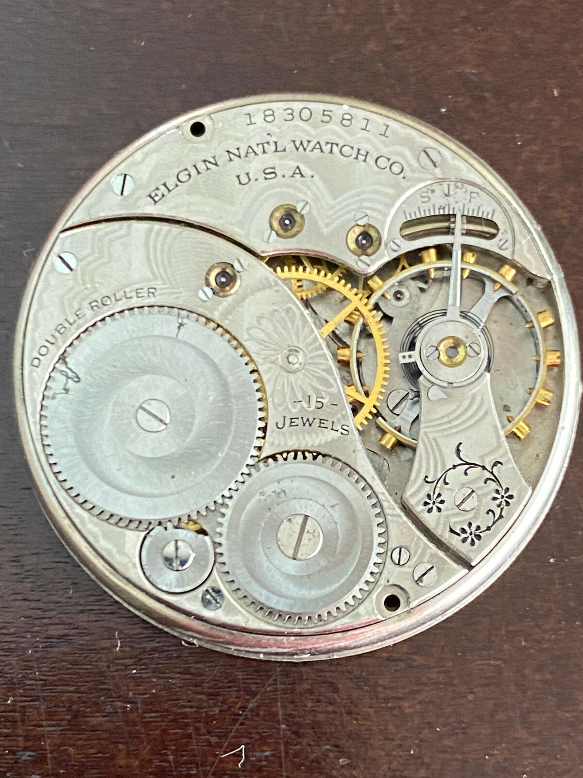 VINTAGE 12S ELGIN POCKET WATCH MOVEMENT, GR. 315, YEAR 1915, NOT RUNNING