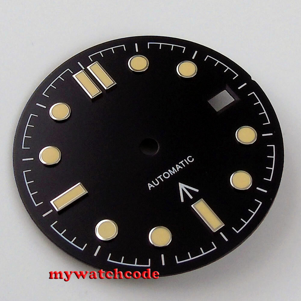 31mm black white blue sterile dial luminous marks fit Japan NH35 NH36 movement