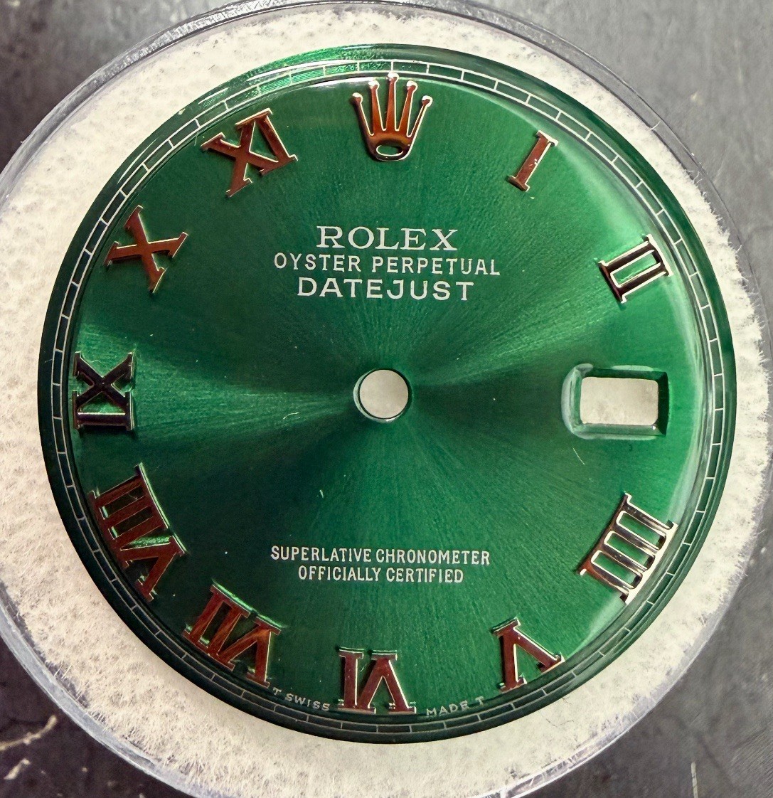 Rolex Mens NonQuick Datejust Custom Green Roman Numeral Dial For 1600 1601 1603