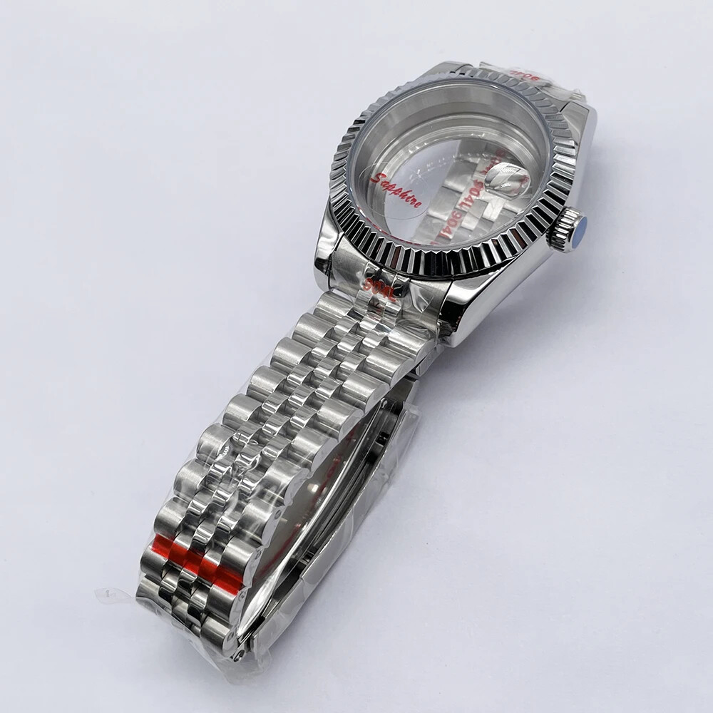 Steel Watch Case 40mm For NH35 NH36 Movement Sapphire Crystal Glass Bracelet