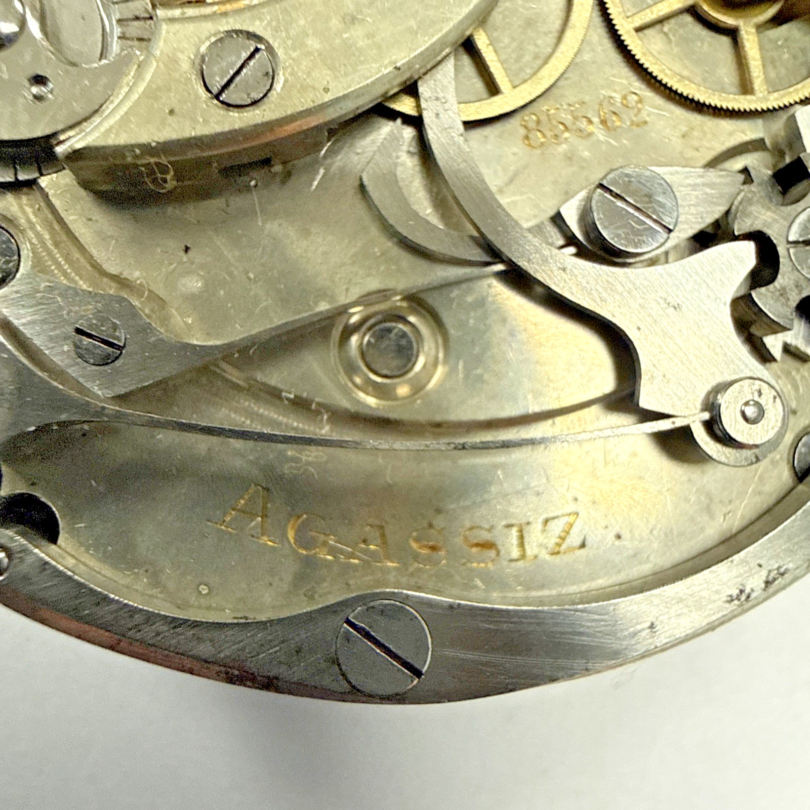 Agassiz Antique 43mm Chronograph Hunter Pocket Watch Movement Swiss Made