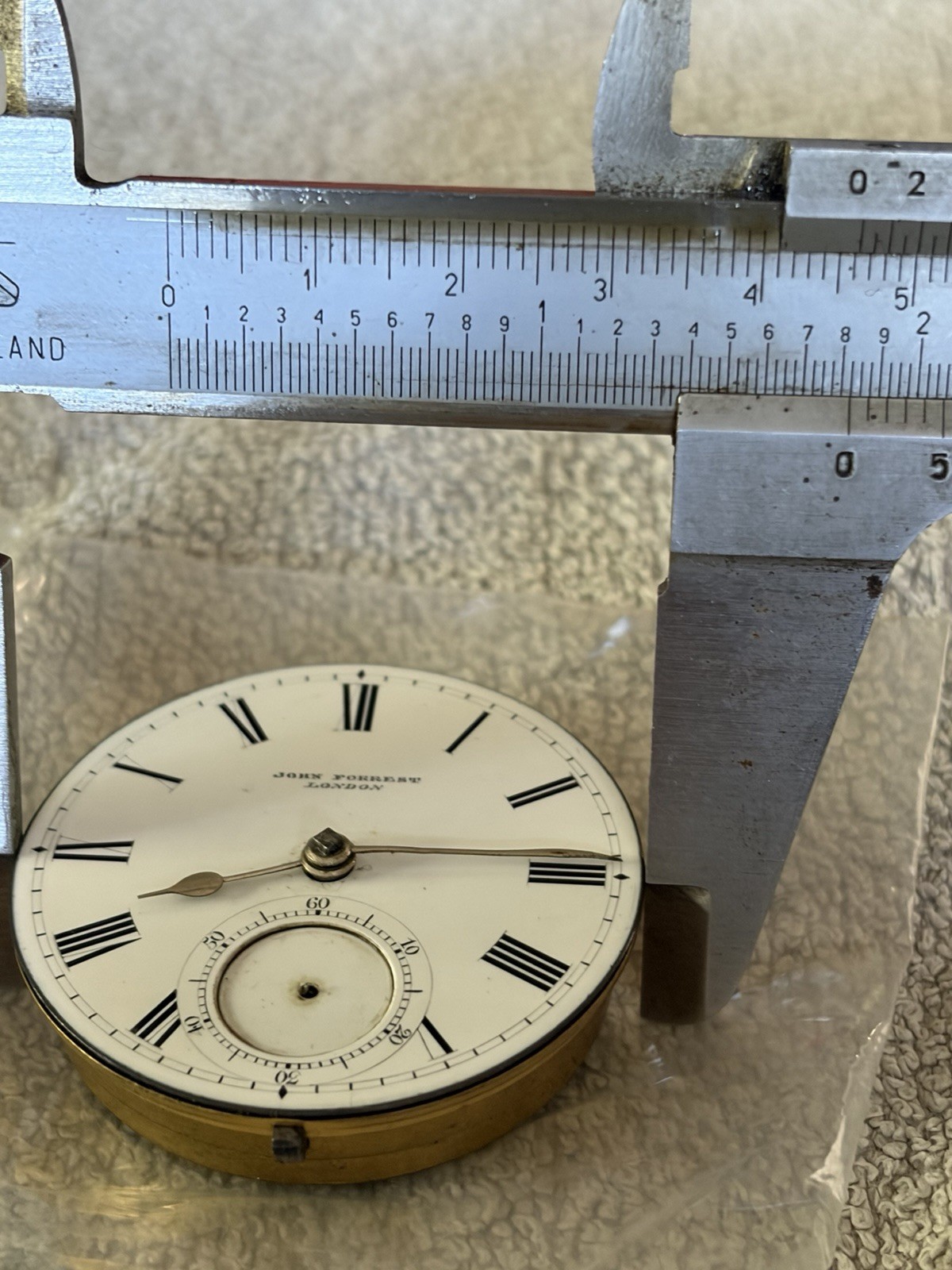 Vintage John Forrest London Key Wind Fusee Watch Movement and Dial 46.? mm