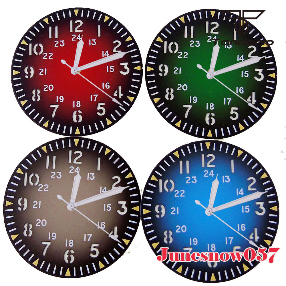 33.5MM Watch Sterile Dial Black Blue/Gray/Red Fit NH35 NH36 SKX SRP PT5000 ETA