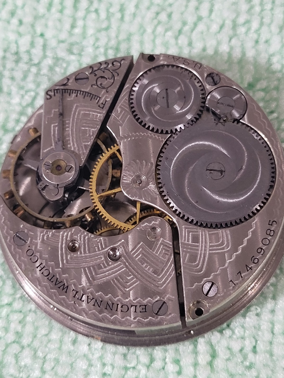 Vintage 1913 Elgin Pocket Watch Movement 12s 7J Grade 303 Spares Repair Steampun