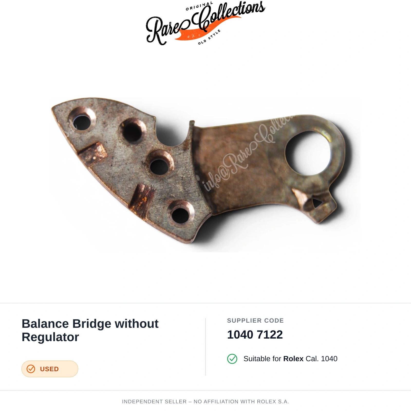 Balance Bridge without Regulator for Rolex (cod. 1040 7122) — Used Good Conditio