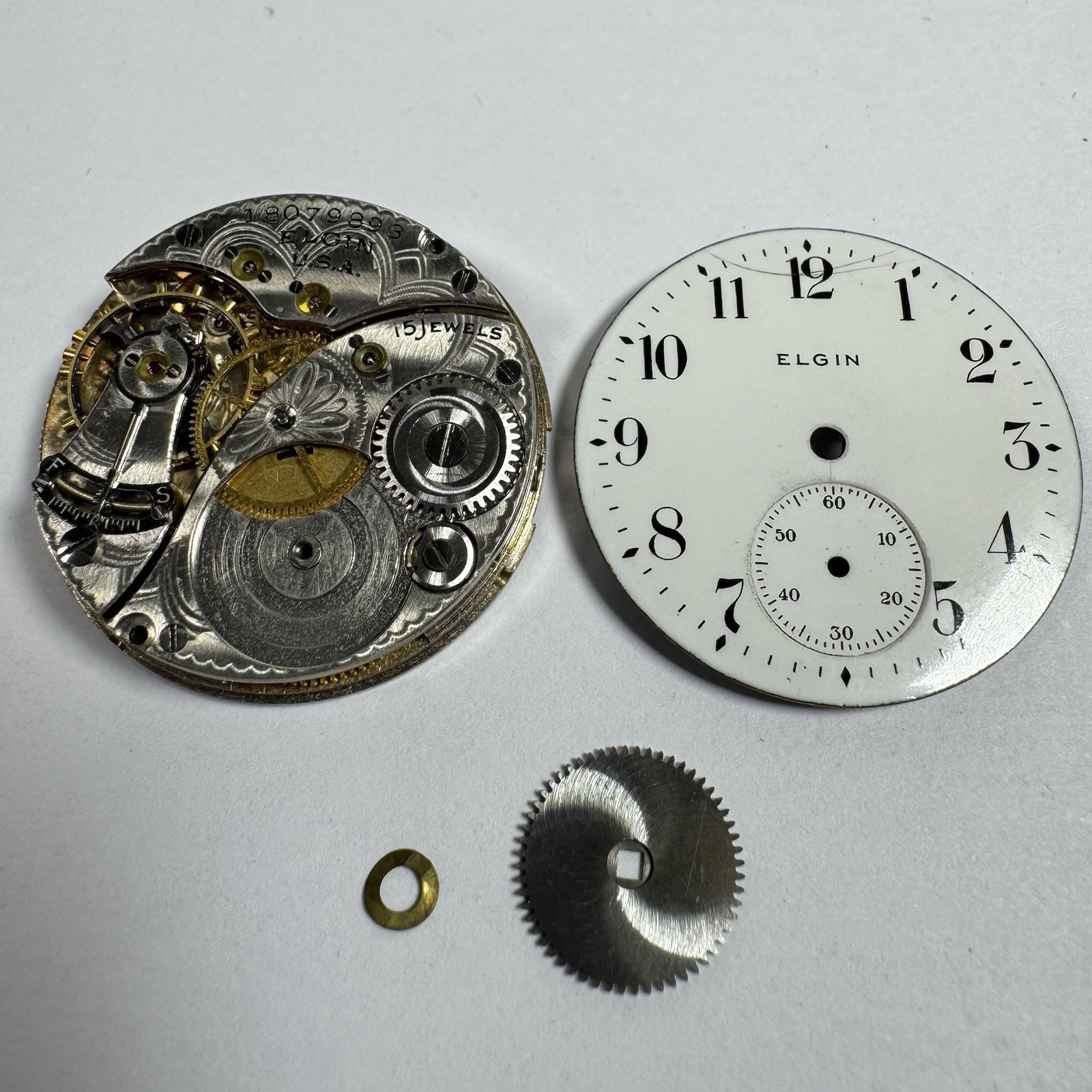1915 Elgin Grade 354 0s 15J Hunting Pocket Watch Movement For Parts