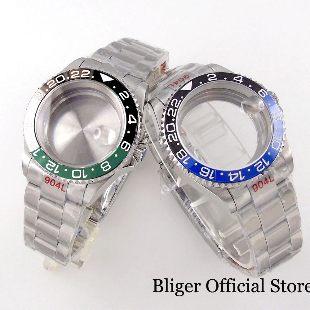 Sky Blue 40mm Watch Case 20ATM Fit NH35 NH34 GMT PT5000 Steel Strap 120 Click