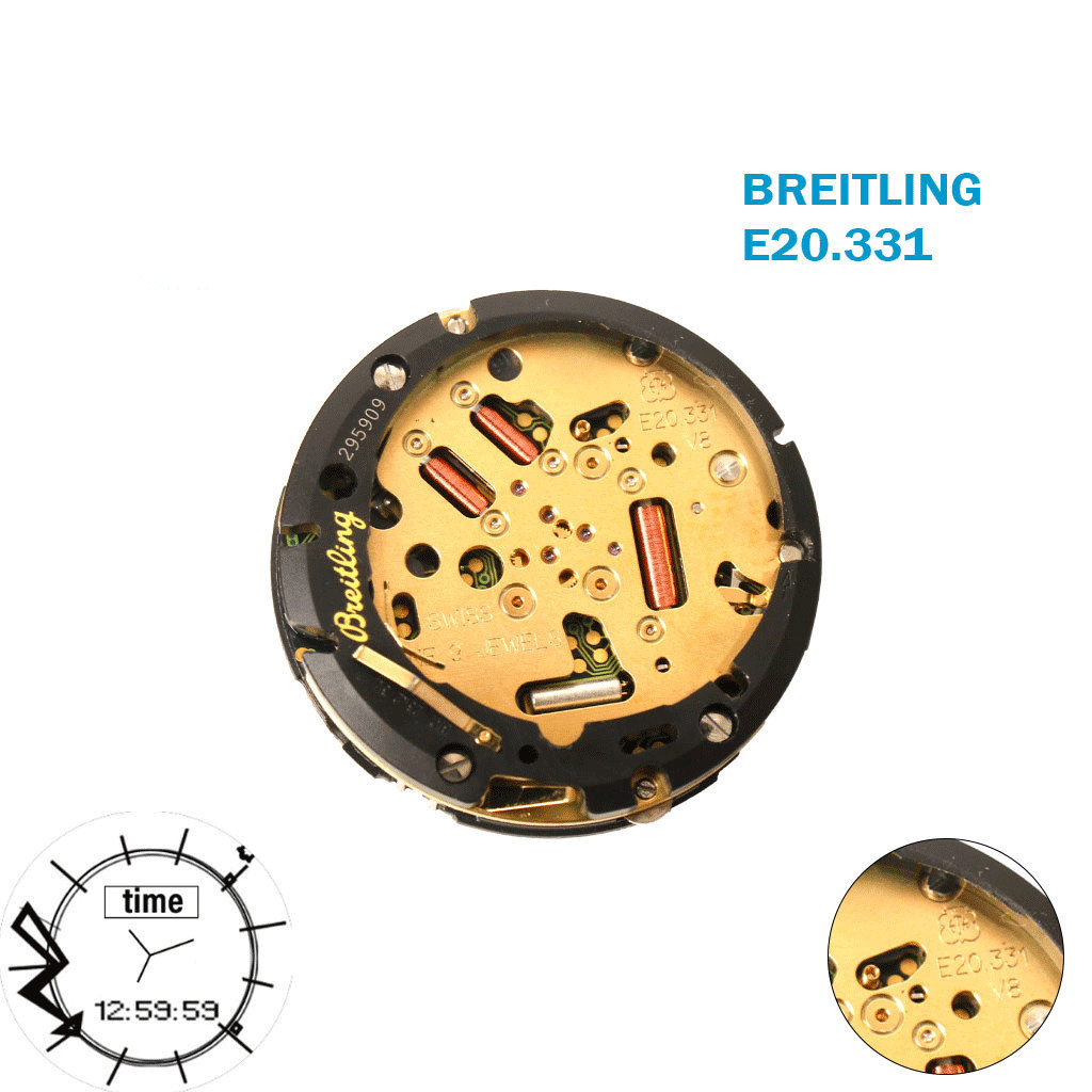 ETA E20.331 BREITLING Caliber (B68)-Digital-World Time-Alarm- Without Backlight.