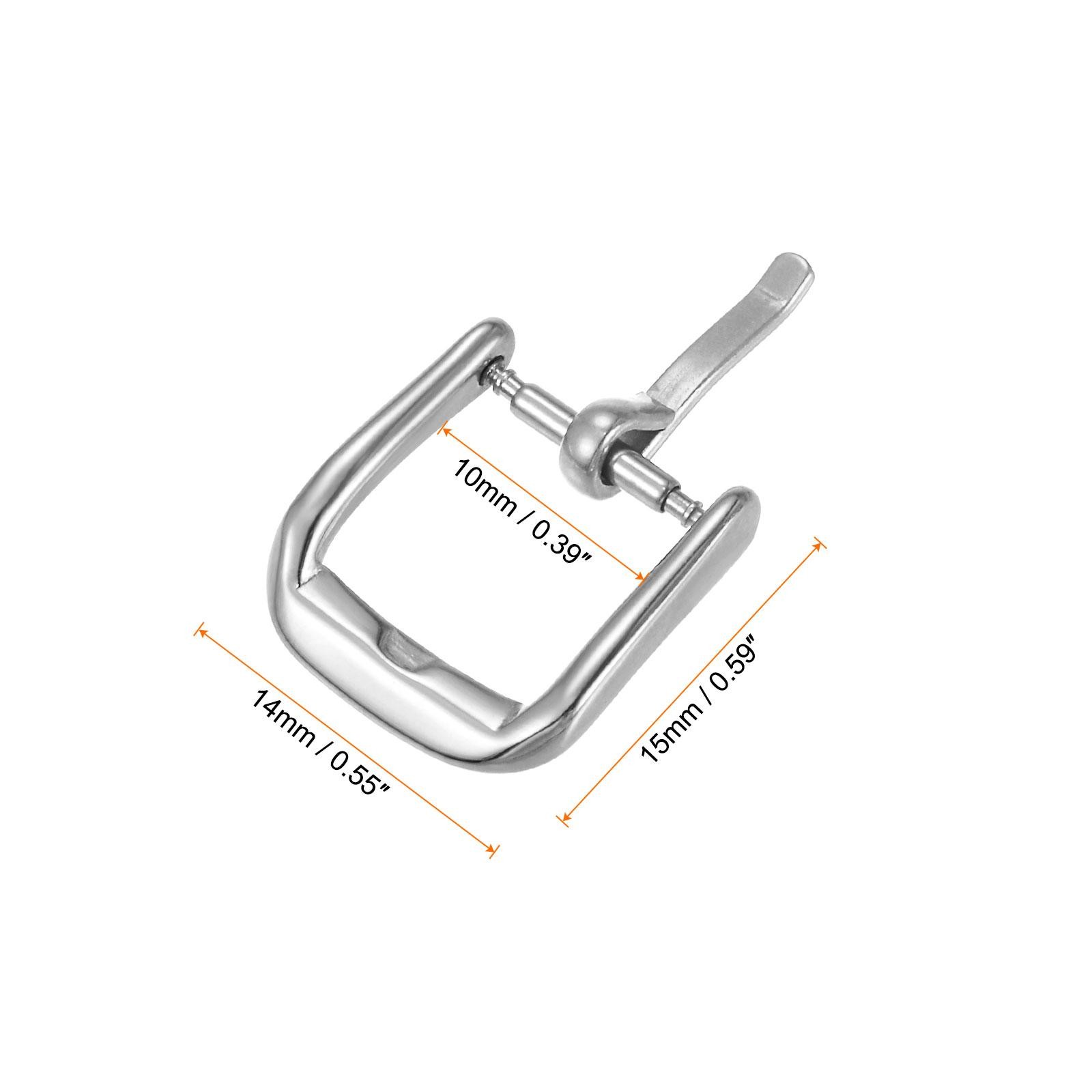 SUS304 Polished PVD Watch Buckle for 10mm Width Watch Bands Silver Tone