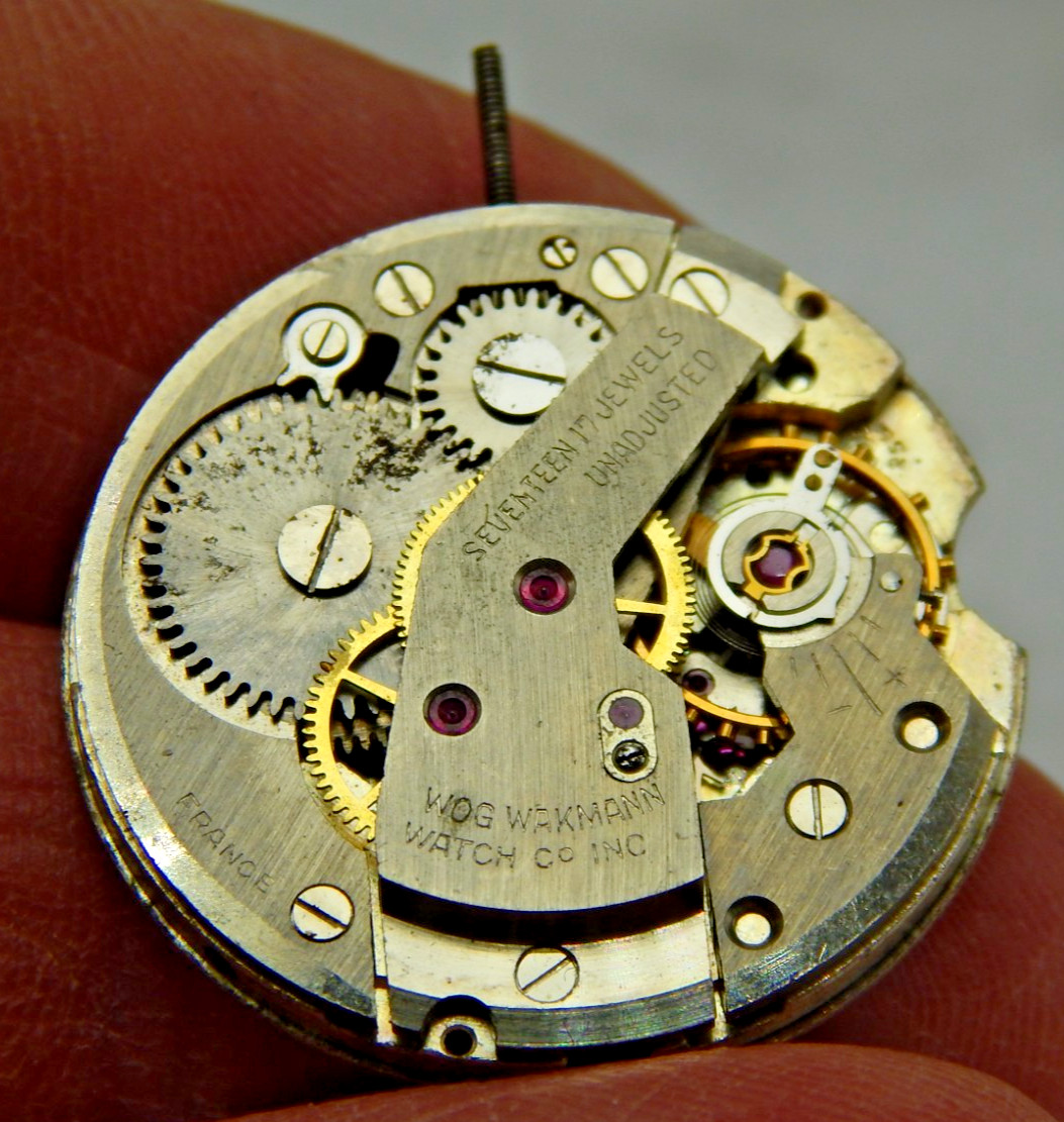 Vintage Wakmann 17 jewel cupillard 256 men’s wrist watch movement with stem