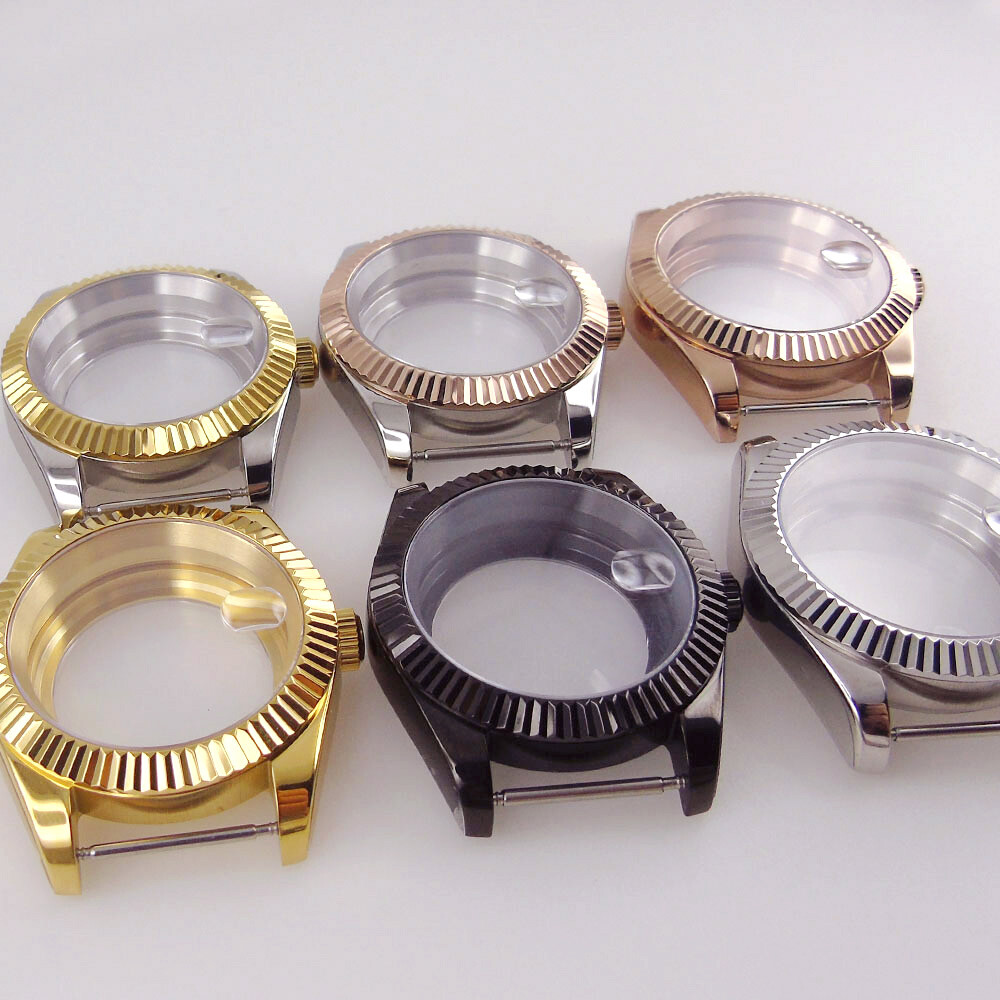 Tandorio 36/39mm Silver Gold Rose Gold Fluted Bezel Stainless Steel Watch Case