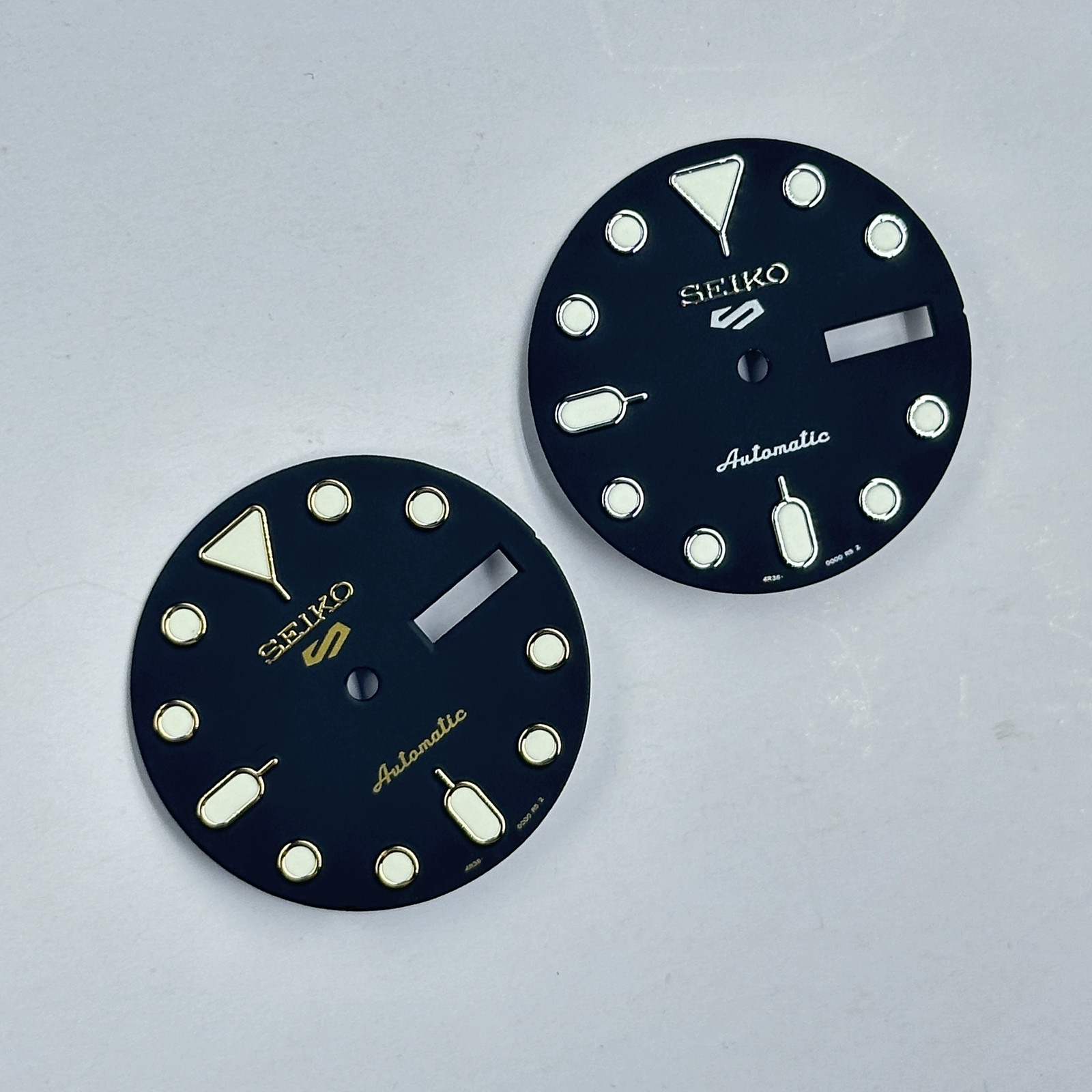 28.6mm Black Green Luminous Watch Dial Double calendar Fit NH35 NH36 Movement